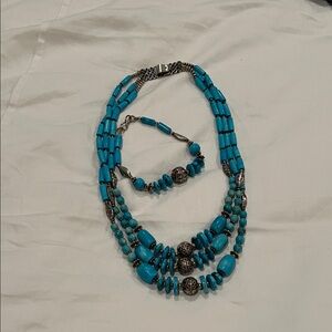 Turquoise sterling silver Necklace and Bracelet Set